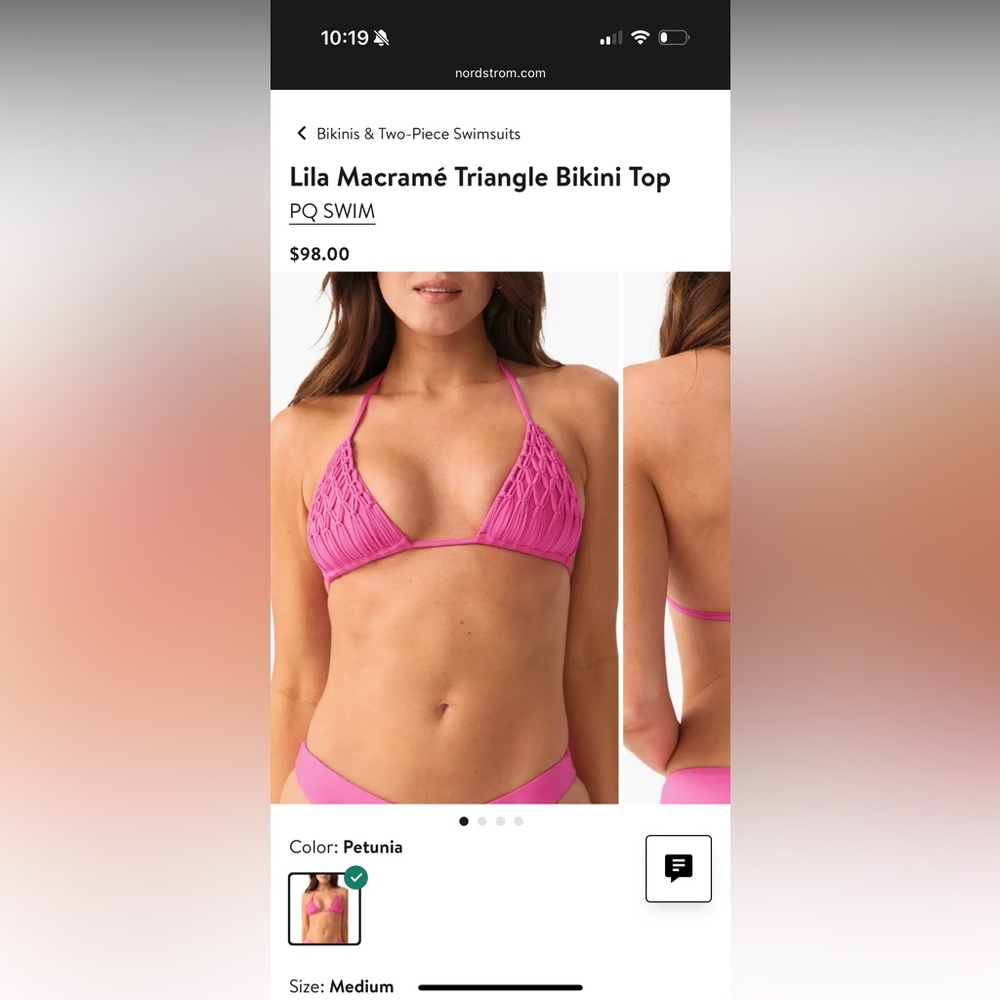NWT: PQ Swim Lila Macrame Triangle Bikini Top